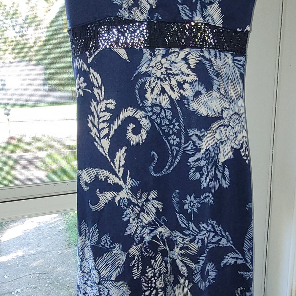 Emerald Sundae, size Small dress, Sleeveless dress, long dress, floral navy blue - Picture 3 of 7